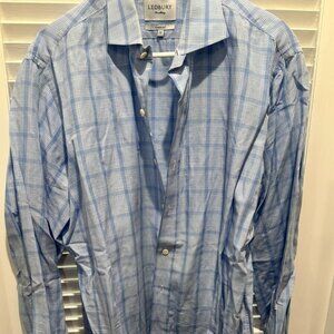 Ledbury Men's LS light blue/white plaid dress shirt. Size 17.